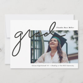 Grad handgeschrieben in Black Modern Foto Abschlus Ankündigung