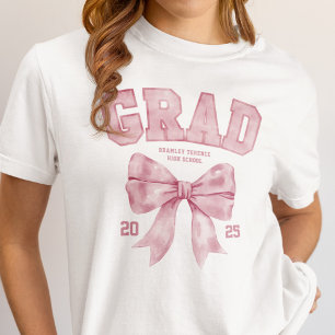 Grad-Klasse 2025 Pink Bow Abschluss Jahr T-Shirt