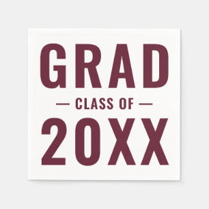 Grad-Klasse der weißen burgundischen Typografie 20 Serviette