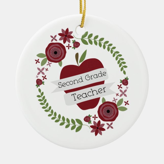 Grad-Lehrer BlumenKranz-roter Apples zweite Keramikornament (Vorne)