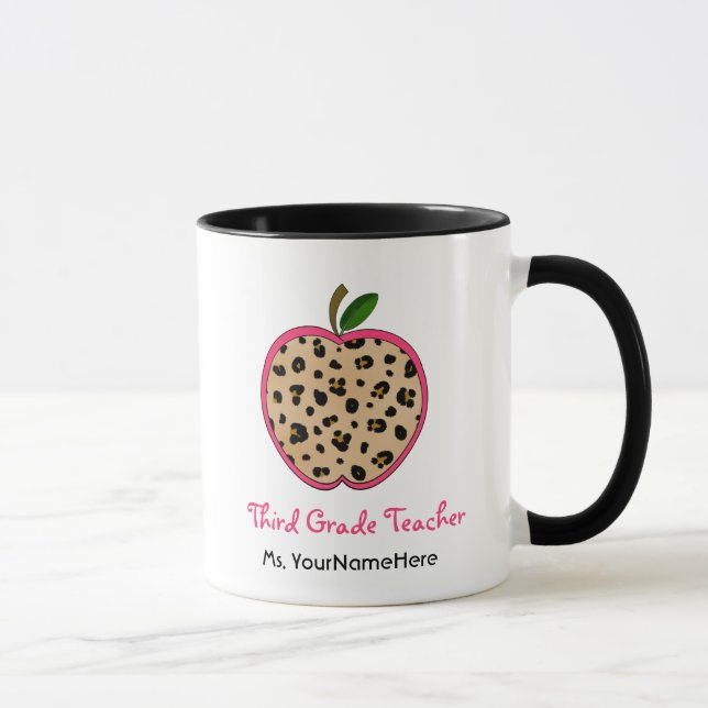 Grad-Lehrer-Tasse Leopard-Druck-Apples dritte Tasse (Rechts)