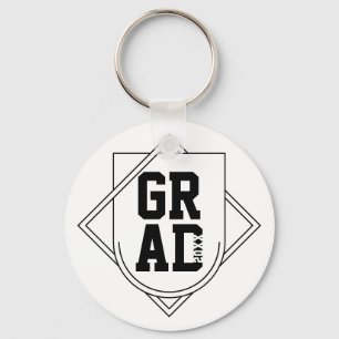 Grad Logo Abzeichen Schwarz-weißes Jahr Graduierun Schlüsselanhänger