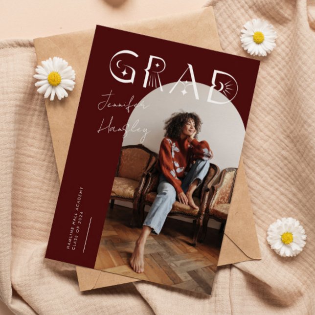 GRAD Maroon Arch Faire-part de graduation mystique (Créateur téléchargé)