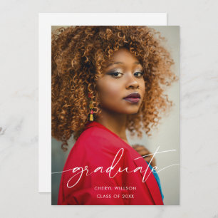 Grad Modern Black Script Foto Overlay Abschluss Einladung