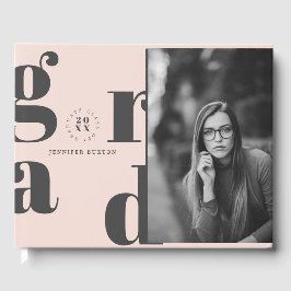 Grad Moderne Blush Pink Foto Graduation Party Gästebuch