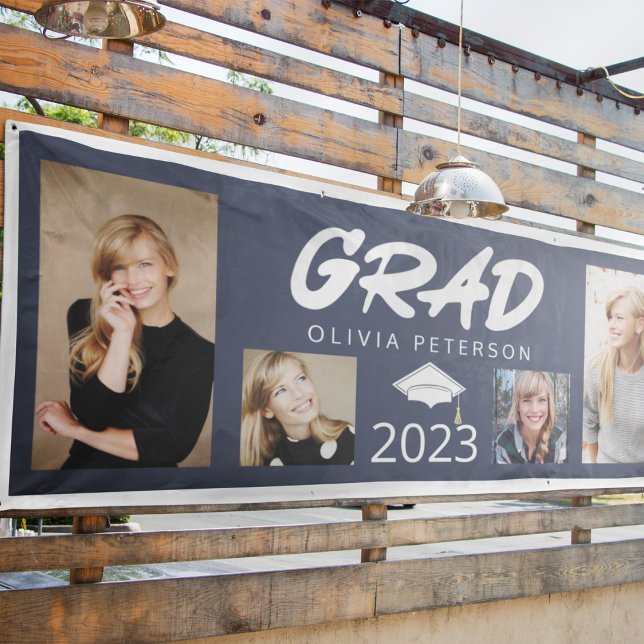 Grad Moderne Typografie Foto Collage Class 2023 Banner (Von Creator hochgeladen)
