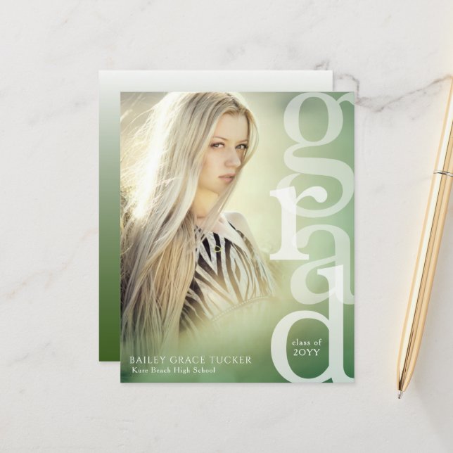 GRAD Overlay Budget Grüne Abschluss Ankündigung (Vorderseite/Rückseite Beispiel)