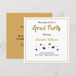 Grad Party, Gold, Abschluss Einladung