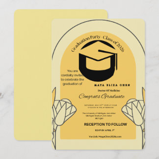 Grad party invitation cap icon and “2026 Grad Part Einladung