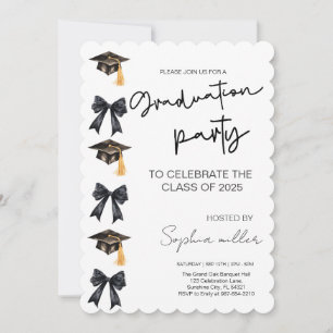 Grad Party Invite Class of 2025,Black Bow Einladung