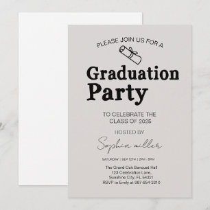 Grad Party Invite Class of 2025,Minimal grad Einladung