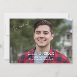 Grad Party Photo Calligraphy Personalize Dankeskarte