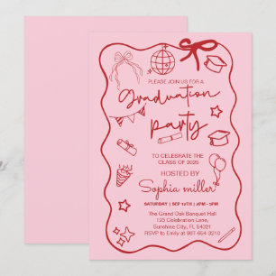 Grad Party Retro Invite Class of 2025,Whimsical Einladung
