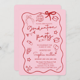 Grad Party Retro Invite Class of 2025,Whimsical Einladung