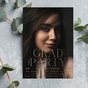 GRAD-PARTY Rose Gold Pressed Moderne Uni Folieneinladung