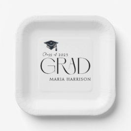 Grad Party Schwarz-Weiß-Papierplatte Pappteller