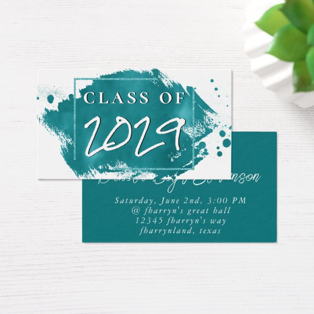 Grad peint | Faire-part Turquoise de graduation ve (Bureau)