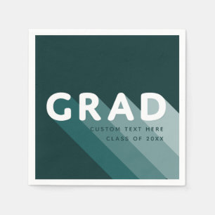 Grad Retro Green White Graduation Party Serviette
