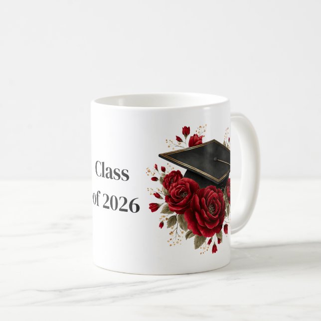 Grad rote Rosen Kaffeetasse (VorderseiteRechts)