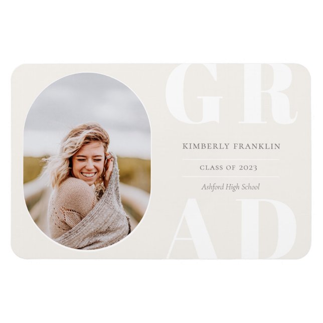GRAD Rounded Foto Frame Abschluss Magnet (Horizontal)