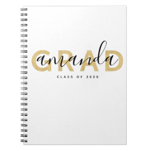 Grad Script Name Personalisiert Gold Black Modern Notizblock