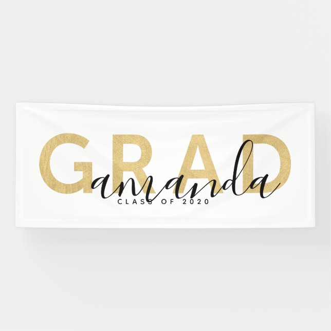 Grad Script Name Personalisiert Moderner Abschluss Banner (Horizontal)