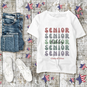 Grad Senior Class Trendy Retro Individuelle Name T-Shirt