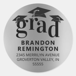 GRAD Silver Black Cap Rücksendeadresse Runder Aufkleber