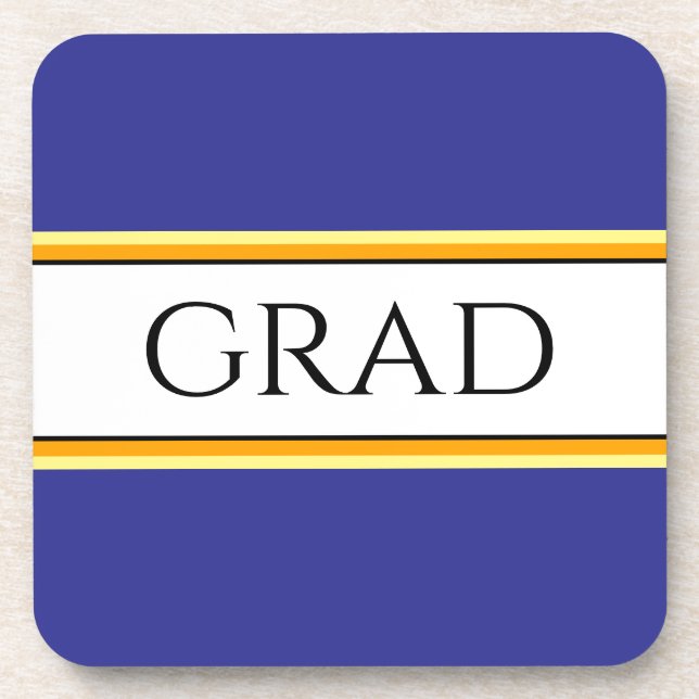 GRAD Sporty Deep Blue Orange White Racing Stripes Getränkeuntersetzer (Vorderseite)