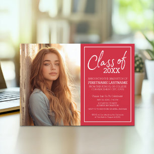 Grad Trendy Graduy Photo Faire-part rouge