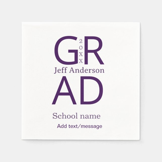 Grad Typografie modern Abschluss einfach minimal c Serviette (Vorderseite)