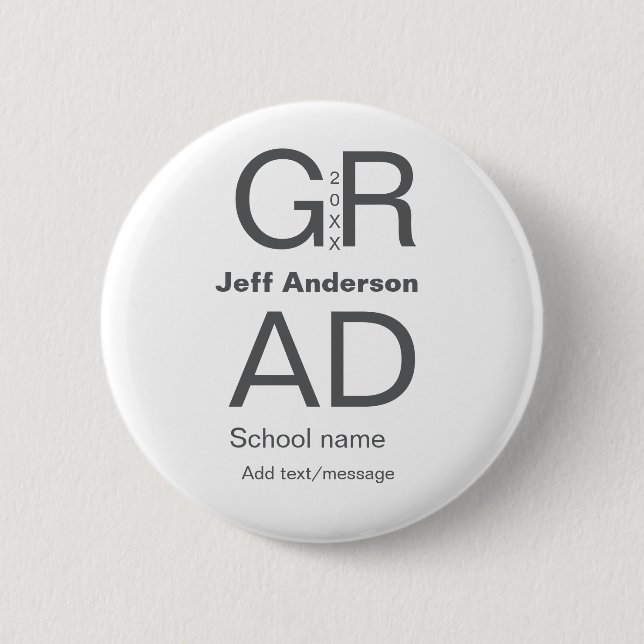 Grad Typografie Moderner Abschluss einfach minimal Button (Vorderseite)