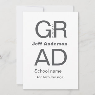 Grad Typografie Moderner Abschluss einfach minimal Einladung