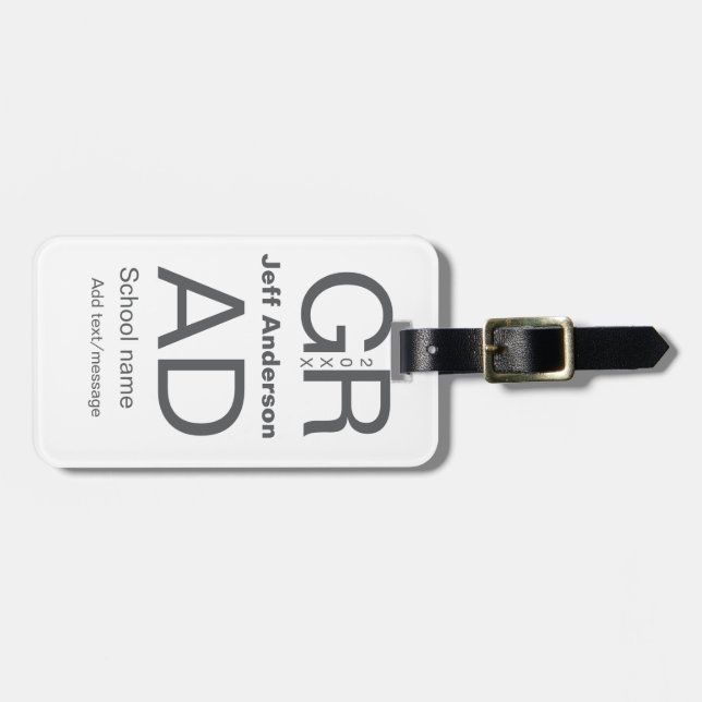 Grad Typografie Moderner Abschluss einfach minimal Gepäckanhänger (Vorderseite horizontal)