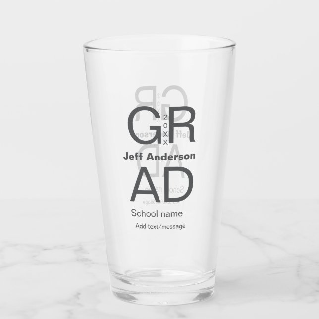Grad Typografie Moderner Abschluss einfach minimal Glas (Vorderseite)
