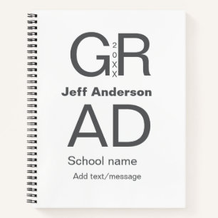 Grad Typografie Moderner Abschluss einfach minimal Notizbuch