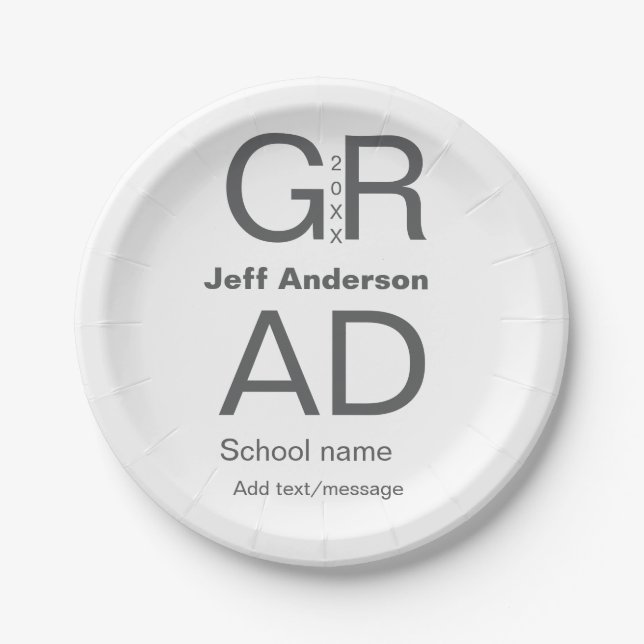 Grad Typografie Moderner Abschluss einfach minimal Pappteller (Vorderseite)