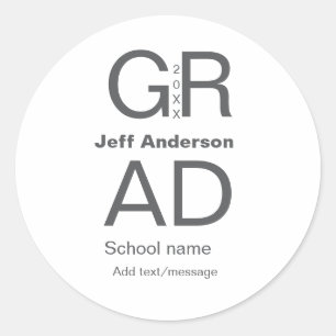 Grad Typografie Moderner Abschluss einfach minimal Runder Aufkleber