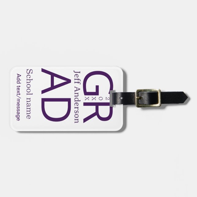 Grad typography modern graduation simple minimal c gepäckanhänger (Vorderseite horizontal)