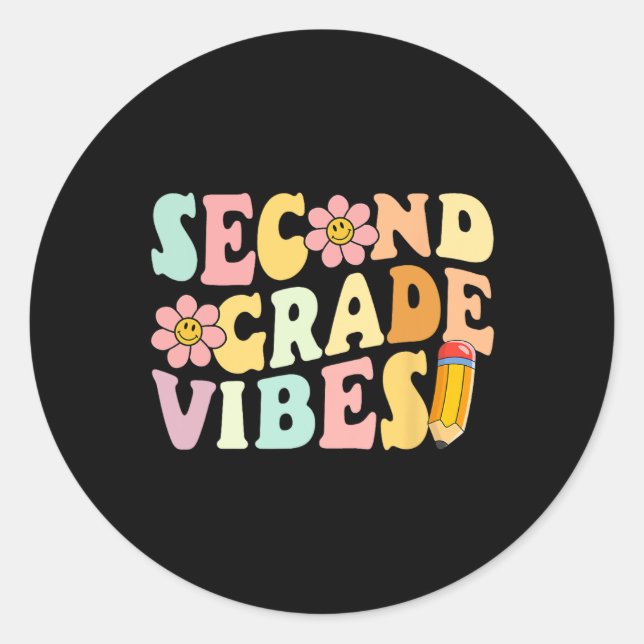 Grad vibes 2. Klasse 1 Schullehrer Ki Runder Aufkleber (Vorderseite)