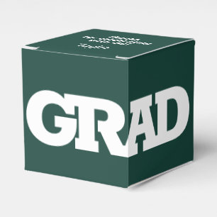 GRAD White and Dark Green Graduation Party Geschenkschachtel