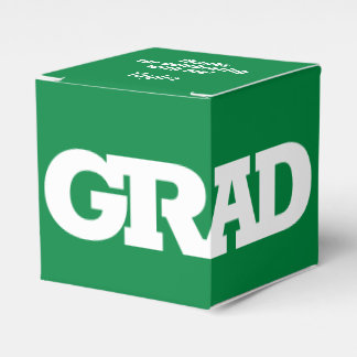 GRAD White and Green Graduation Party Geschenkschachtel