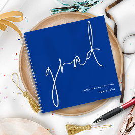 Grad White Script Blue Abschluss Guest Book Notizbuch