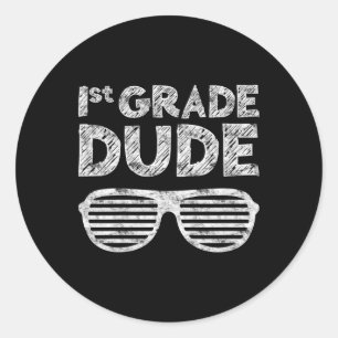 Grade Dudefirst Grade Back to School Runder Aufkleber