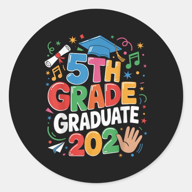Grade Graduate 2025 Celebration Fifth Grade Gr Runder Aufkleber (Vorderseite)
