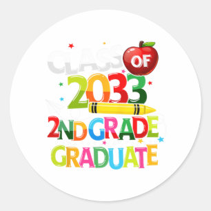 Grade Graduate Cl von 2033 Letzter Tag der Schule Runder Aufkleber