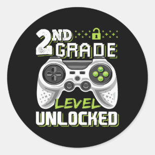 Grade Level Unlock Video Game Zurück zum Schulspie Runder Aufkleber