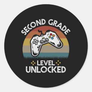 Grade Level Unlock Video Game Zurück zur Schule Runder Aufkleber