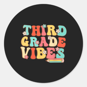 Grade Vibes Retro Groovy - 3. Klasse zurück nach S Runder Aufkleber