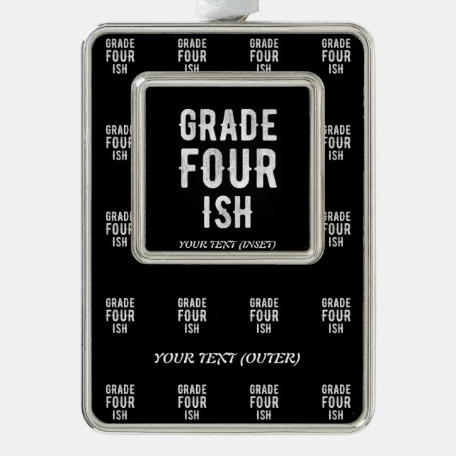 GRADE VIER ISH COOL 4. FUNNY NIEDLICH WHITE TEXT Rahmen-Ornament SILBER (Vorderseite)